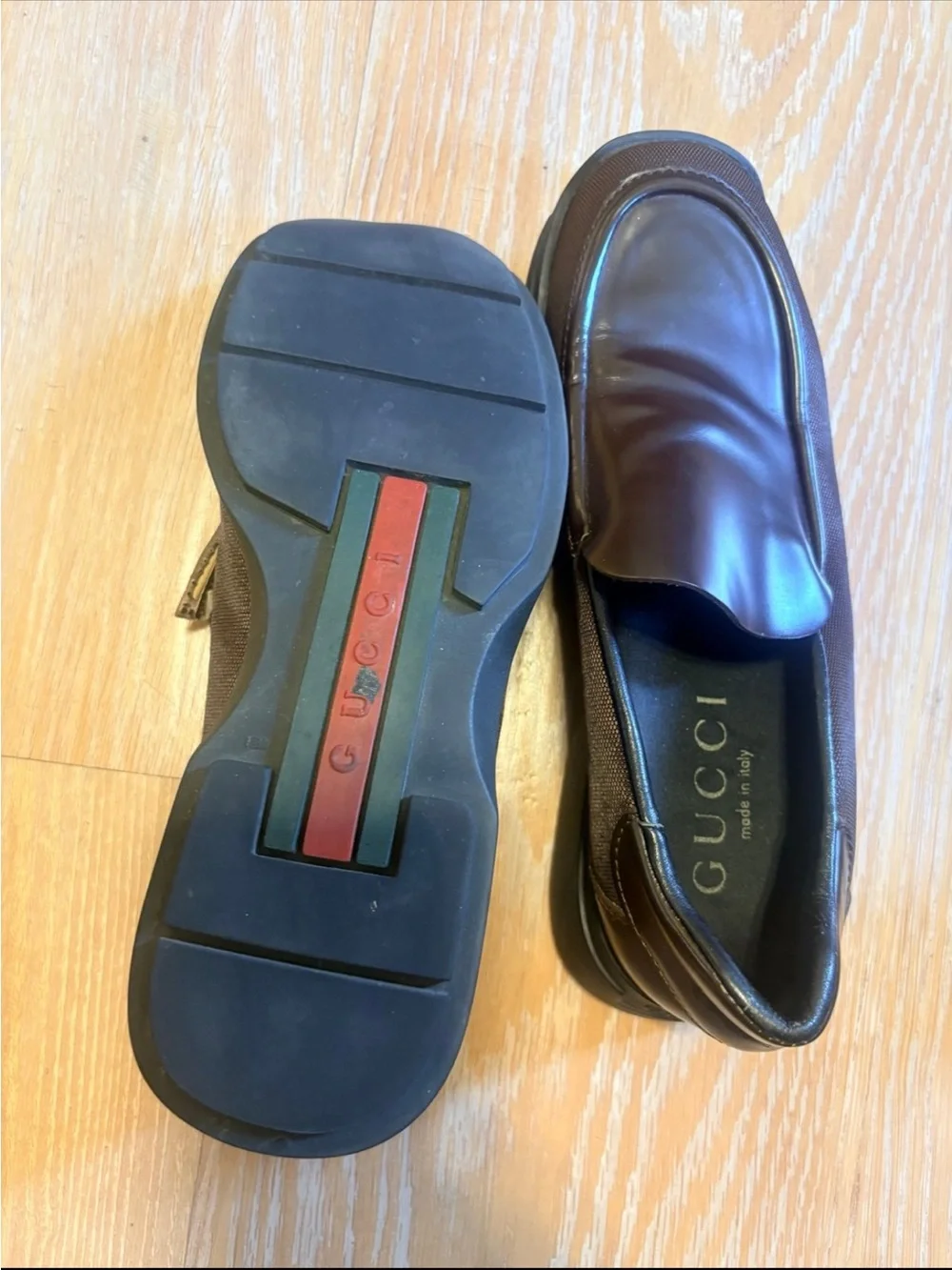 Gucci Men’s Dark Brown Leather Slip-On Loafers